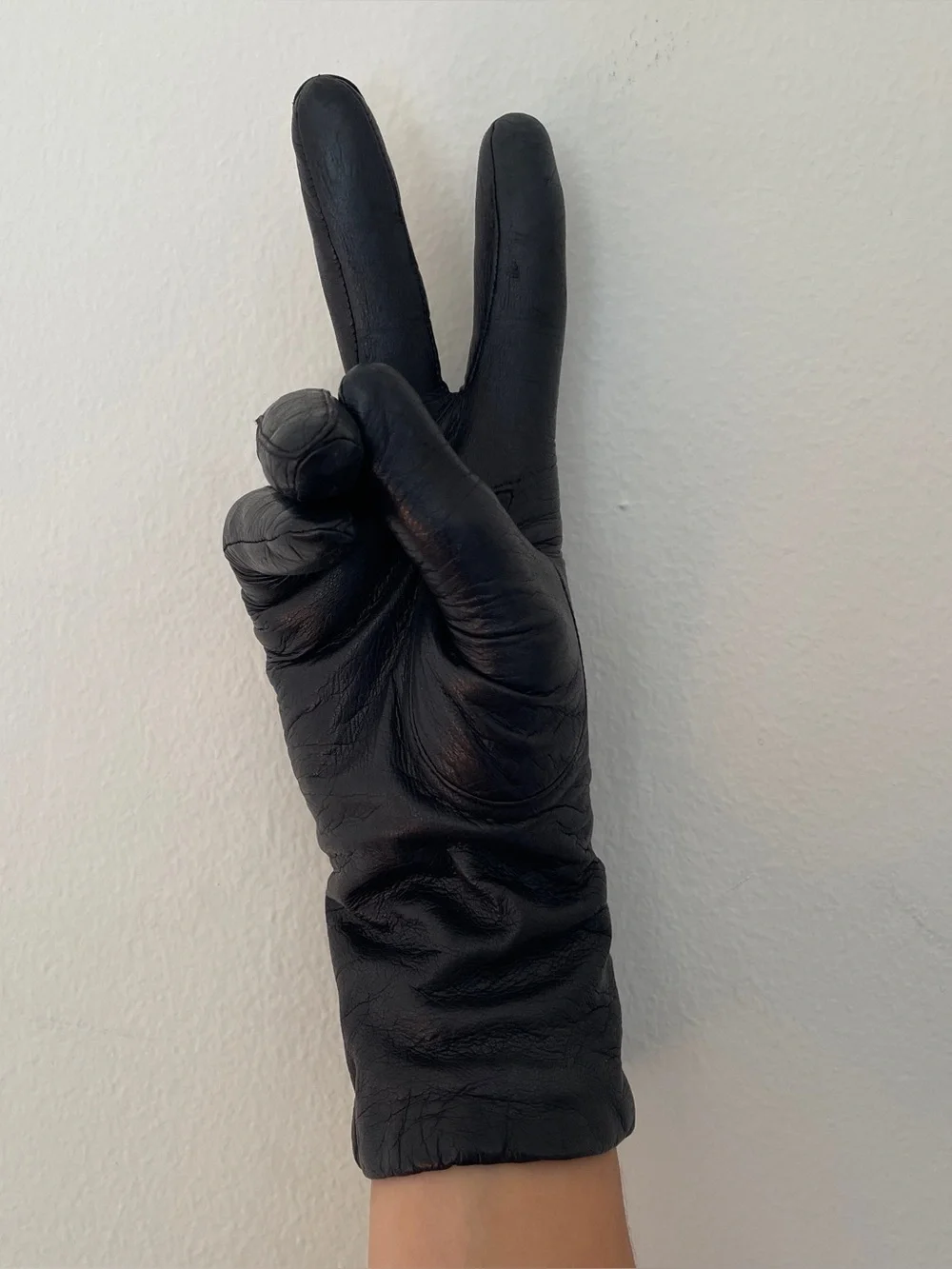 Aris Vintage leather gloves black cashmere lined genuine retro warm winter work